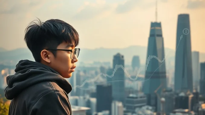 South Korean investors navigating volatile altcoin markets to afford a home, illustrating the high-stakes financial risk.