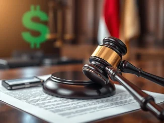 A judge's gavel symbolizing severe punishment for a South Korean crypto scam.