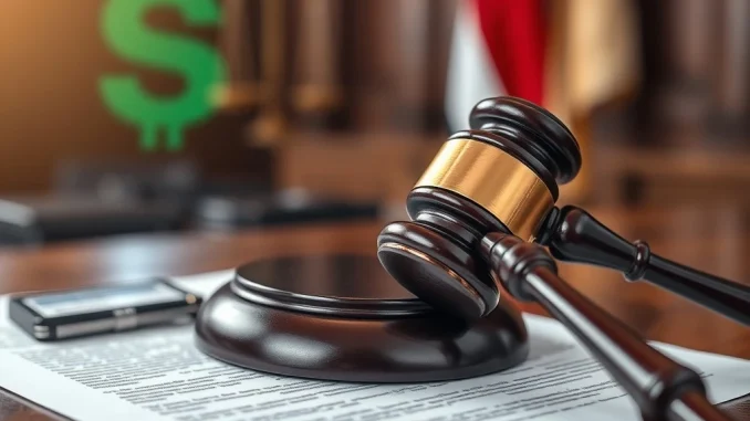 A judge's gavel symbolizing severe punishment for a South Korean crypto scam.