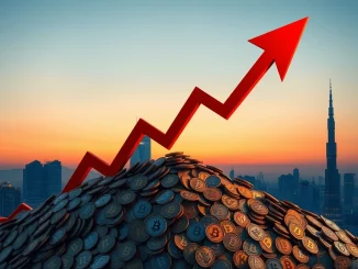 Graph showing South Korean crypto trading volume plummeting amidst a boom in new coin listings on Korean crypto exchanges.