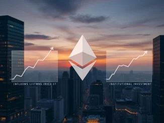 Charts illustrating Spot ETH ETFs experiencing net outflows, contrasted with BlackRock's ETHA inflows, reflecting volatile crypto market sentiment.