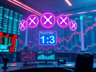 An illustration of a digital calendar highlighting November 13, symbolizing the anticipated listing date for the Spot XRP ETF.