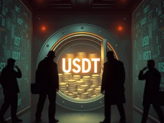 Visual representation of a large USDT deposit into a Stable Vault, hinting at potential crypto insider trading and pre-announcement activity.