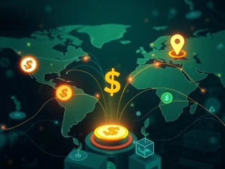 Secure digital currency flowing across borders, symbolizing Cybrid's $10M funding boosting stablecoin payments and global financial innovation.