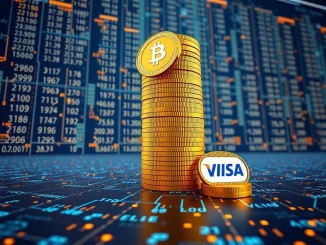 Graph illustrating how stablecoin volume dramatically surpasses Visa's global payments, highlighting crypto market maturity.