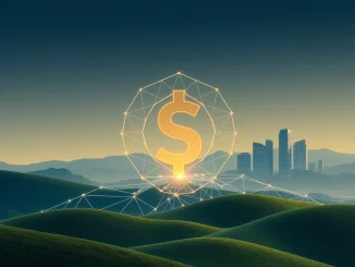 A visual representation of Sui Group Holdings and Ethena collaborating on a new stablecoin launch, symbolizing financial innovation.