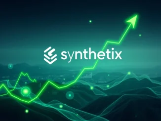 Chart showing a significant **Synthetix SNX price** rally with an upward trend, symbolizing rapid growth in the cryptocurrency market.