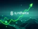 Chart showing a significant **Synthetix SNX price** rally with an upward trend, symbolizing rapid growth in the cryptocurrency market.