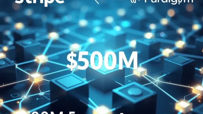 Visualizing Tempo's groundbreaking $500M funding for its payments blockchain, backed by industry giants Stripe and Paradigm.