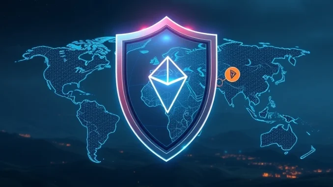 A digital representation of the Tether anti-crime unit successfully freezing illicit crypto funds across a global network.