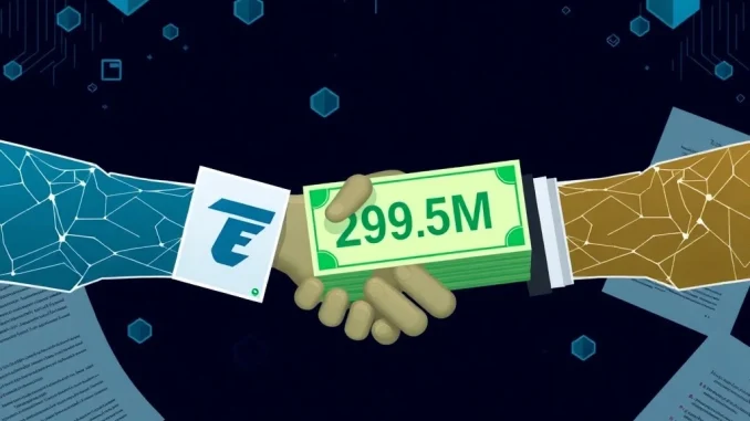 Tether and Celsius logos with legal documents and money, representing the crucial $299.5M bankruptcy settlement.
