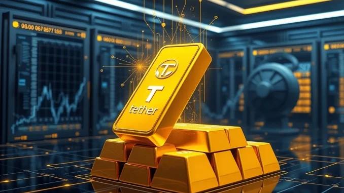 A visual representation of Tether's gold tokenization treasury, emphasizing the secure partnership with Antalpha and the future of digital gold.