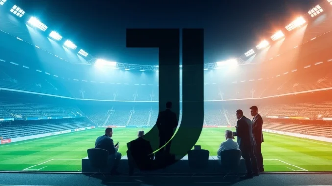 Tether's strategic influence on Juventus FC's governance, blending cryptocurrency and football worlds, symbolizing crypto investment.