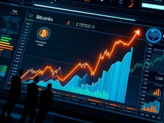 A digital chart showing an upward BTC price target, reflecting Tiger Research's optimistic forecast based on institutional funds.