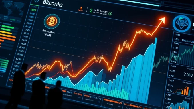 Bitcoin Price Target: Tiger Research Predicts Astounding $200K for Q4 A digital chart showing an upward BTC price target, reflecting Tiger Research's optimistic forecast based on institutional funds.
