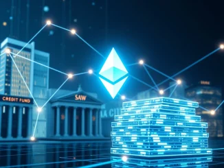 Digital representation of a tokenized credit fund, symbolizing the collaboration between Securitize and BNY Mellon in institutional finance.