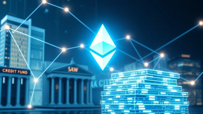 Digital representation of a tokenized credit fund, symbolizing the collaboration between Securitize and BNY Mellon in institutional finance.