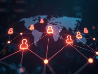 Visualizing secure blockchain identity and digital credentials, representing TransCrypts' successful seed funding round.