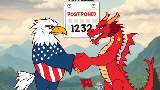 Depiction of US-China trade negotiations, symbolizing the Trump administration's decision to delay China sanctions expansion.