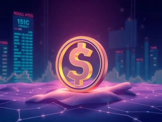 Illustration of **Trump family DeFi** project WLFI's **USD1 issuance**, symbolizing digital finance and stablecoin stability.