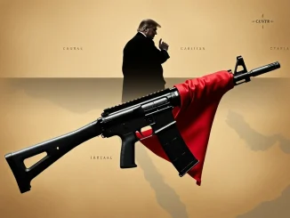 Symbolic representation of **Trump Hamas** disarmament efforts in the Middle East, highlighting a decisive US foreign policy.