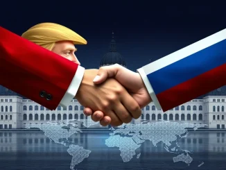 Leaders' handshake in Budapest, symbolizing the Trump Putin Meeting and potential global geopolitical stability.