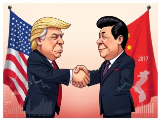 Illustrative image depicting President Trump and Chairman Xi Jinping during a crucial Trump Xi meeting, symbolizing high-stakes trade negotiations.