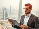 A wealthy investor in Dubai reviewing UAE crypto adoption trends on a tablet, symbolizing the region's digital asset growth.