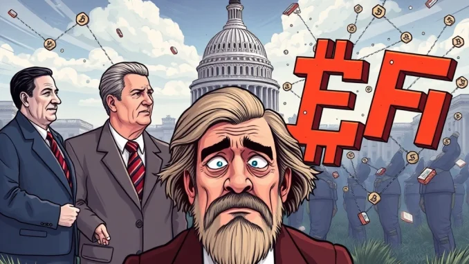 Uniswap founder Hayden Adams expressing concern over Senate Democrats' proposed DeFi regulation, symbolizing the threat to decentralized finance.