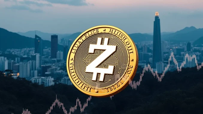 Upbit 2Z token circulation plan update, showing a digital token and a graph representing supply changes on the Upbit exchange.