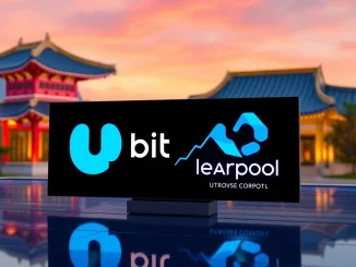 A digital interface displaying the Upbit CPOOL listing announcement, signifying new trading opportunities for Clearpool crypto.