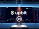 Upbit IN KRW trading pair announcement with Infinite (IN) token symbol on a digital exchange screen.