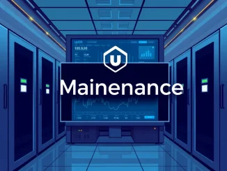 A visual representation of Upbit maintenance activity, showing a secure server room ensuring system stability for crypto exchange users.
