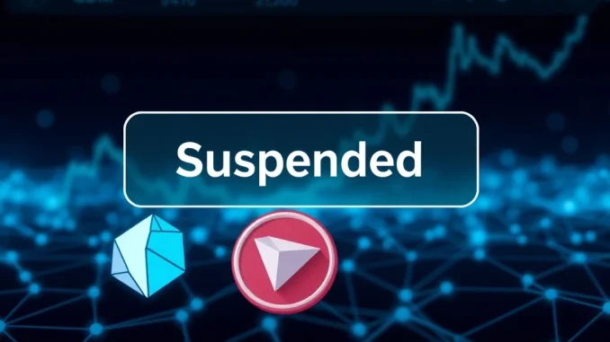 Upbit suspension notice on a digital screen, highlighting POL and GMT crypto assets during wallet maintenance.