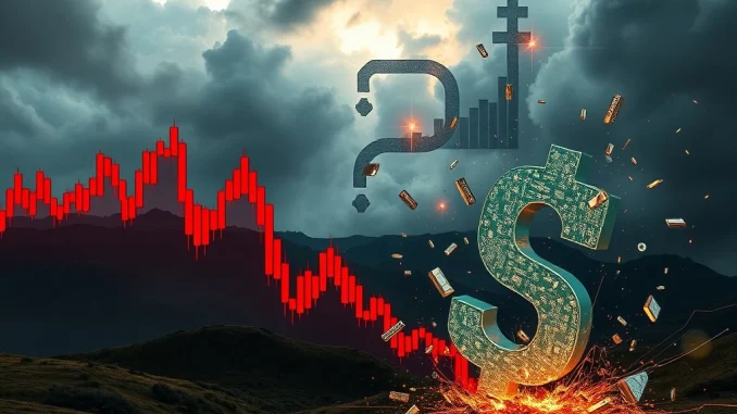 Visualizing the urgent impact of crypto futures liquidation on the cryptocurrency market, with digital assets plummeting.