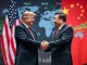 A crucial US China trade dialogue, symbolized by a diplomatic handshake between officials, highlighting ongoing economic relations.