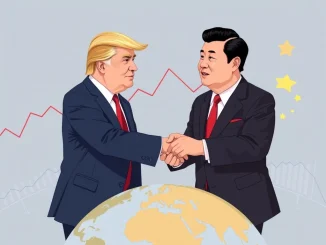 President Trump and President Xi Jinping engaging in crucial US-China trade talks, highlighting the impact on global economic stability.
