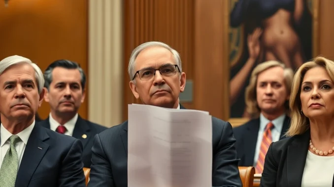 Democratic senators questioning a US envoy about his US crypto ethics and digital asset investments, emphasizing government transparency concerns.