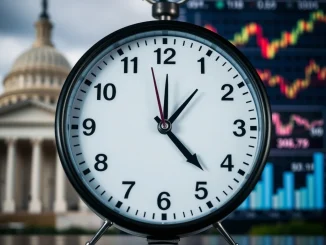Official documents and a clock, representing the impending release of US labor bureau's September jobs data and its economic impact.