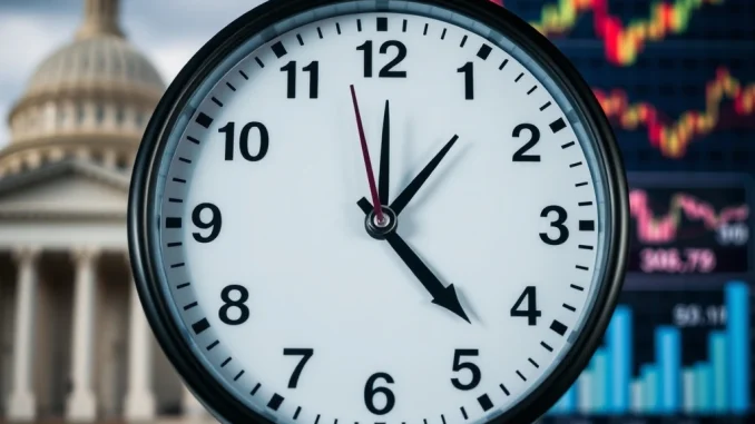 Official documents and a clock, representing the impending release of US labor bureau's September jobs data and its economic impact.