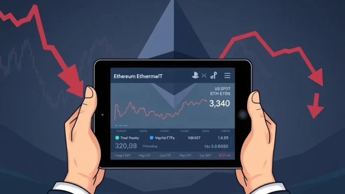 Charts showing significant US spot ETH ETFs outflows, with a focus on investment trends and market impact.