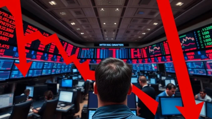 Charts showing the US Stock Market Decline impacting cryptocurrency prices, reflecting broader market uncertainty and the interconnected global economy.