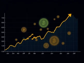 A dynamic upward-trending chart representing the **US stock market** performance, with digital currency symbols subtly integrated, illustrating potential cross-market influence.