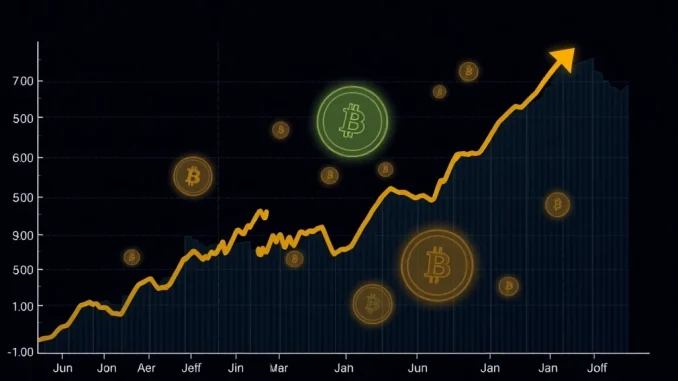 A dynamic upward-trending chart representing the **US stock market** performance, with digital currency symbols subtly integrated, illustrating potential cross-market influence.