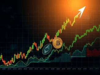 Charts illustrating US stock market gains and crypto market correlation, reflecting positive investor sentiment.