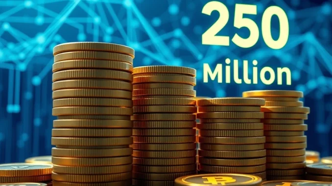 Visualizing the 250 million USDC minted, representing a significant expansion of the digital dollar supply in the crypto market.