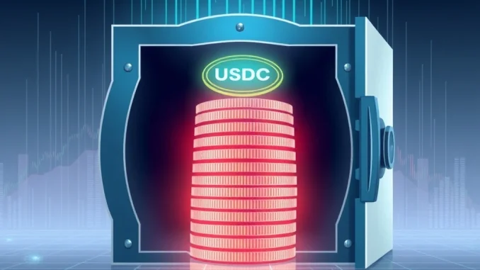 Massive 250 Million USDC Minted: A Pivotal Shift in Stablecoin Dynamics Visual representation of 250 million USDC minted, showing digital coins flowing from a crypto treasury, highlighting the stablecoin's expansion.