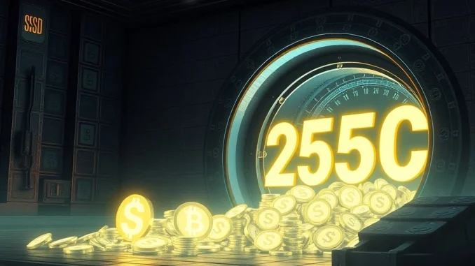 Visual representation of a USDC minted event, showing 250 million stablecoins being added to a digital treasury, symbolizing market liquidity.