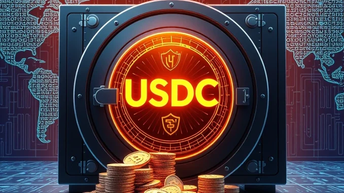 Illustrating the significant 250 million USDC minting event, showing digital currency flowing into a treasury, highlighting stablecoin growth.