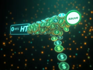 Illustrates a massive USDT transfer from HTX to Aave, signifying a major cryptocurrency whale movement in DeFi.